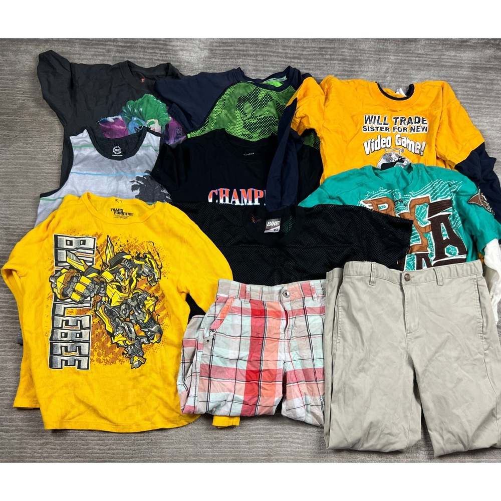 10pc Clothing Lot Graphic Tees Pants Boys XL 14-16 Multi Champion Transformers